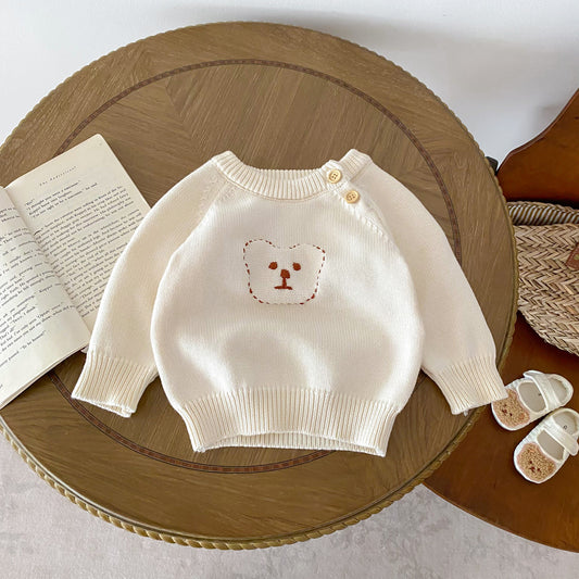 Arrival Autumn Baby Unisex Long Sleeves Teddy Bear Pattern Knitted Top Sweater, MyKids-USA®, Sweaters, MyKids-USA - Size/Age - 66 (3-6M) - Color - Beige -  -  - TR2509152249-A