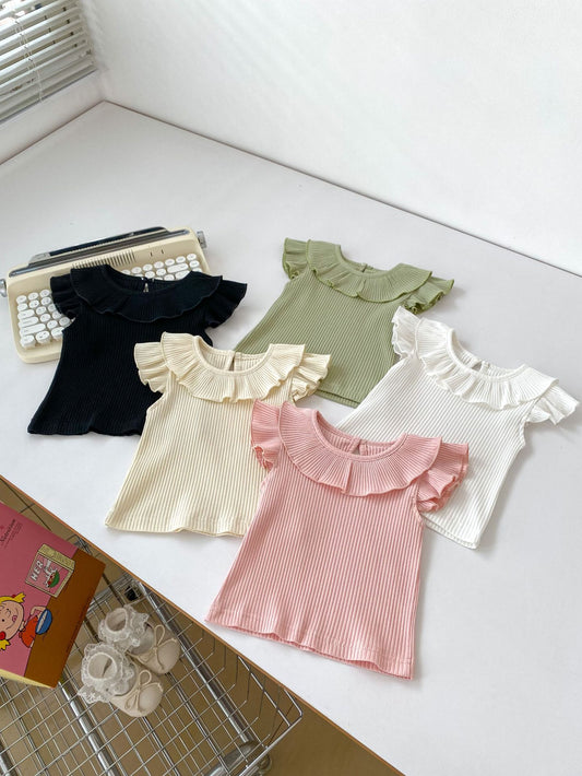 Summer Collection: Girls’ Fly Sleeves Ruffle Collar Solid Color Top, MyKids-USA®, Baby & Toddler Tops, MyKids-USA -  -  -  -  -  -  - .