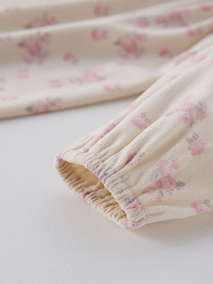 Spring and Autumn Floral Printed Long-sleeved Dress with Lace Neck for Stylish Girls, MyKids-USA®, Baby & Toddler Dresses, MyKids-USA -  -  -  -  -  -  - 