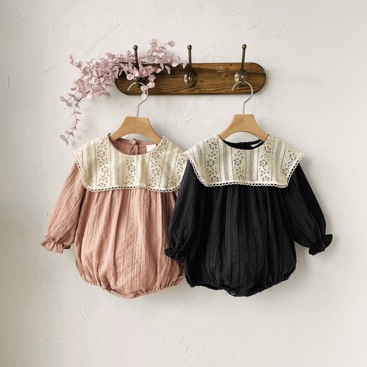 MyKids-USA® Autumn Arrival Flowers Pattern Lace Trim Baby Kids Girls Princess Long Sleeves Bodysuit