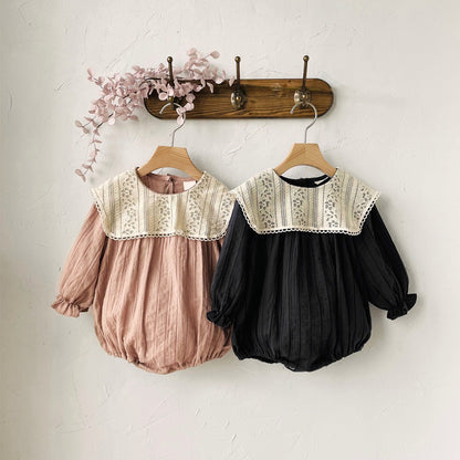 MyKids-USA® Autumn Arrival Flowers Pattern Lace Trim Baby Kids Girls Princess Long Sleeves Bodysuit
