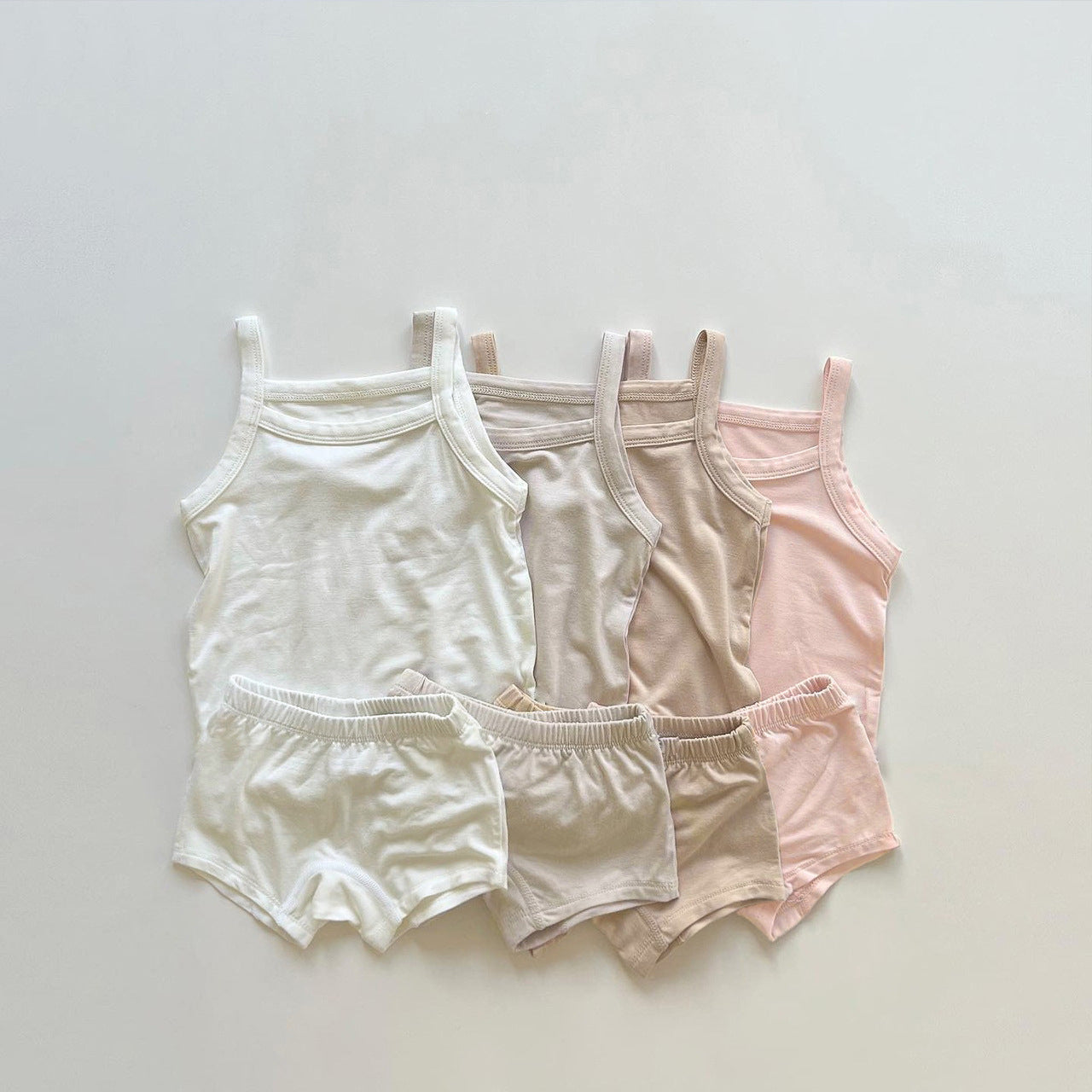 Arrival Summer Baby Unisex Sleeveless Simple Plain Vest and Shorts Clothing Set