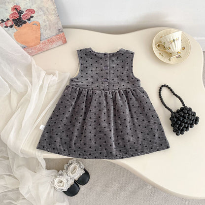 Winter and Autumn Baby Kids Girls Sleeveless Dots Pattern Dress and Plain Top Clothing Set, MyKids-USA®, Baby & Toddler Outfits, MyKids-USA -  -  -  -  -  -  - 