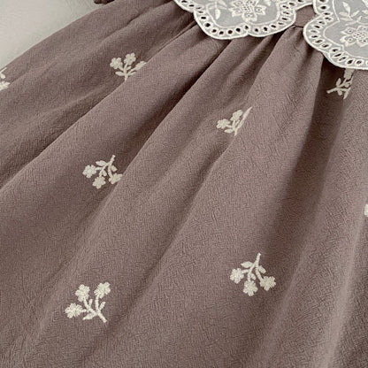 Summer Girls Simple Flowers Embroidery Pattern Short Sleeves Onesies and Girls’ Dress – Princess Sister Matching Set, MyKids-USA®, Baby & Toddler Dresses, MyKids-USA -  -  -  -  -  -  - 