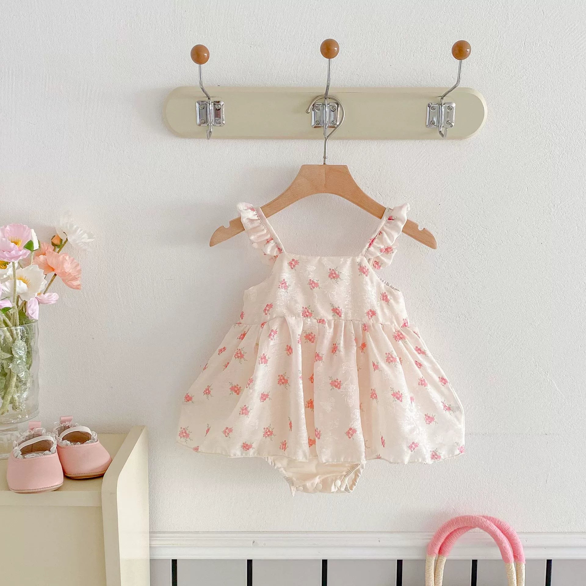 Summer Arrival Baby Girls Sleeveless Pink Flowers Pattern Dress Design Onesies, MyKids-USA®, Baby One-Pieces, MyKids-USA - Size/Age - 66 (3-6M) - Color - Pink -  -  - TR2505312052-A