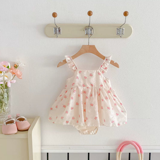 Summer Arrival Baby Girls Sleeveless Pink Flowers Pattern Dress Design Onesies, MyKids-USA®, Baby One-Pieces, MyKids-USA - Size/Age - 66 (3-6M) - Color - Pink -  -  - TR2505312052-A