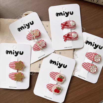 Collection of 2 Cute Red Color Plaid Pattern Hair Clips, MyKids-USA®, Hair Pins, Claws & Clips, MyKids-USA -  -  -  -  -  -  - .