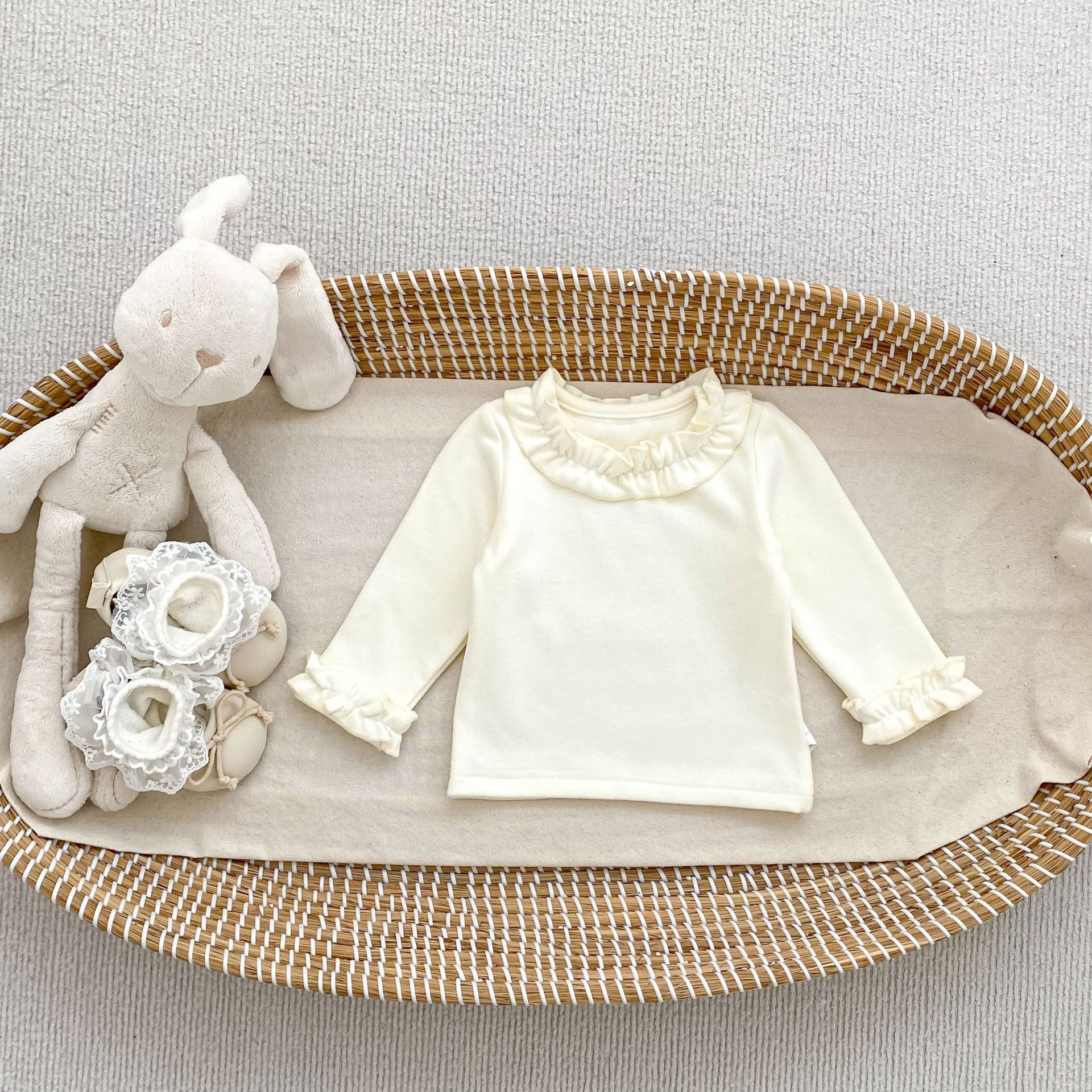 MyKids-USA® Spring and Autumn Baby Kids Girls Solid Color Ruffle Neck