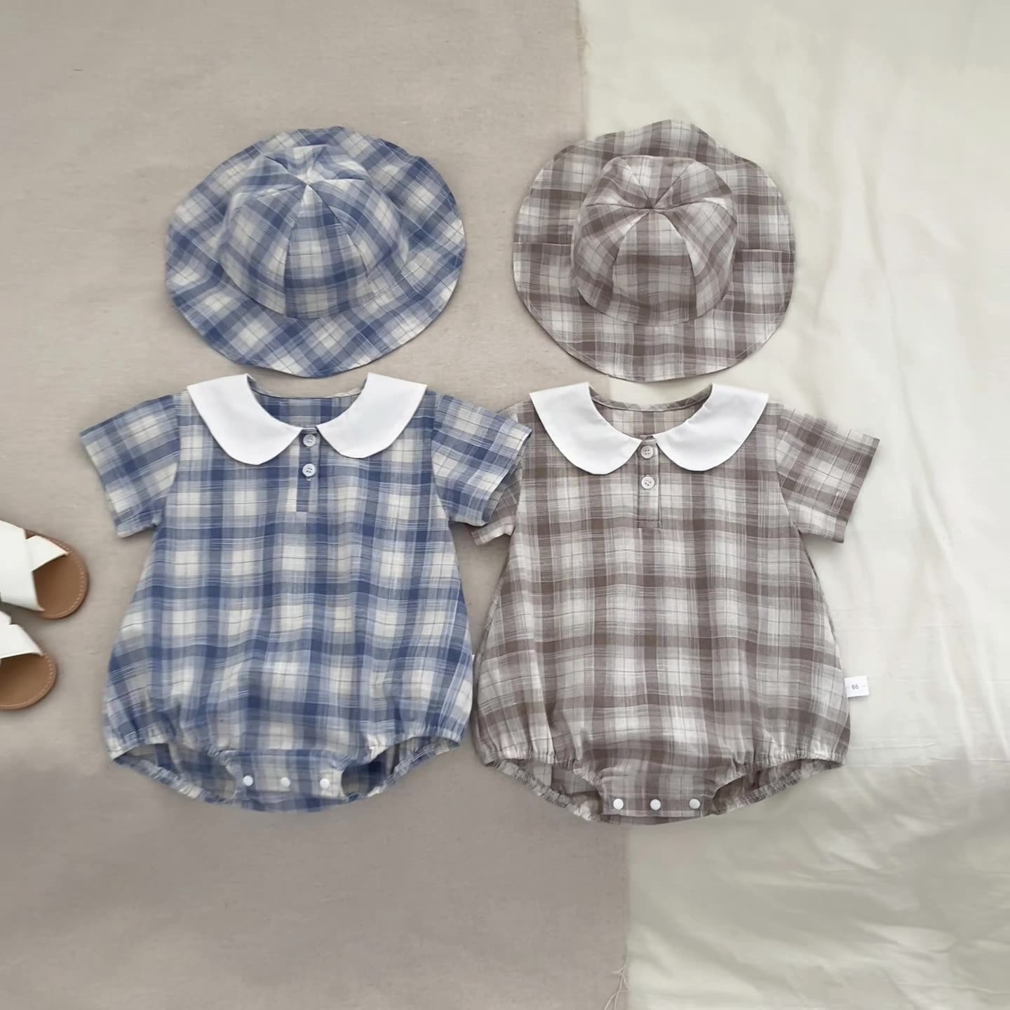 Summer Arrival Baby Boys Short Sleeves Thin Plaid Pattern Onesies, MyKids-USA®, Baby One-Pieces, MyKids-USA -  -  -  -  -  -  - 
