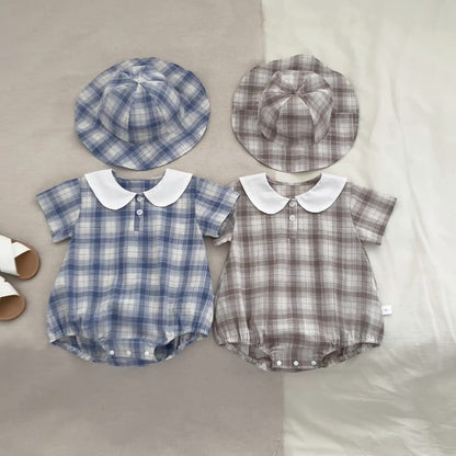 Summer Arrival Baby Boys Short Sleeves Thin Plaid Pattern Onesies, MyKids-USA®, Baby One-Pieces, MyKids-USA -  -  -  -  -  -  - 