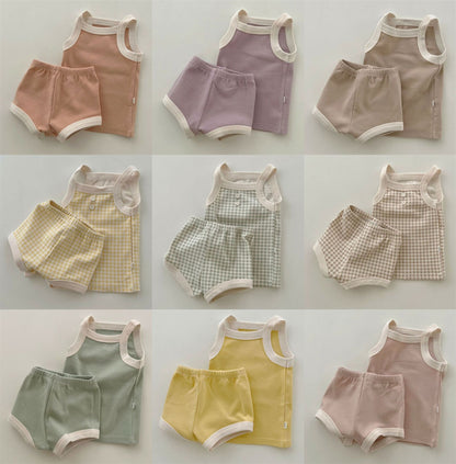 Arrival Summer Baby Kids Sleeveless Vest, Shorts and Hairband Clothing Set