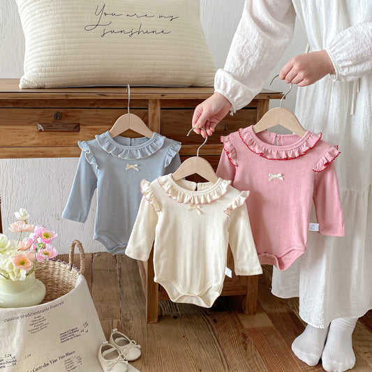 Arrival Spring Baby Girls Hollow-out Heart Pattern Long Sleeves Bodysuit