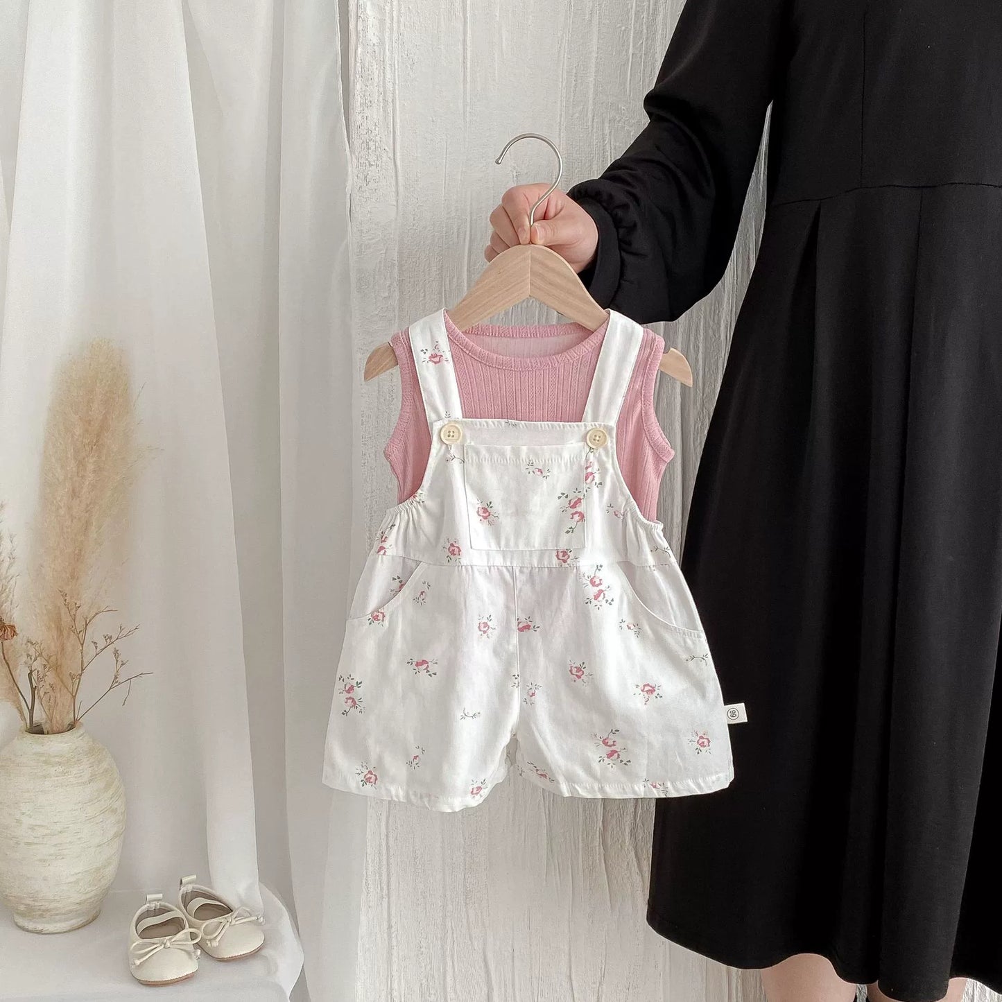 Summer Arrival Baby Kids Girls Sleeveless Floral Pattern Strap Overalls and Pink Vest Clothing Set, MyKids-USA®, Baby & Toddler Outfits, MyKids-USA - Size/Age - 73 (6-9M) - Color - Pink -  -  - TR2506032258-A