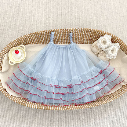 Summer Arrival Baby Girls Sleeveless Tulle Dress, MyKids-USA®, Baby & Children's Dresses, MyKids-USA - Size/Age - 73 (6-9M) - Color - Blue -  -  - TR2605011711-B.