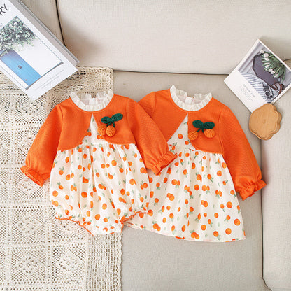 Baby Orange Print Pattern Fashion Triangle Onesies & Dress