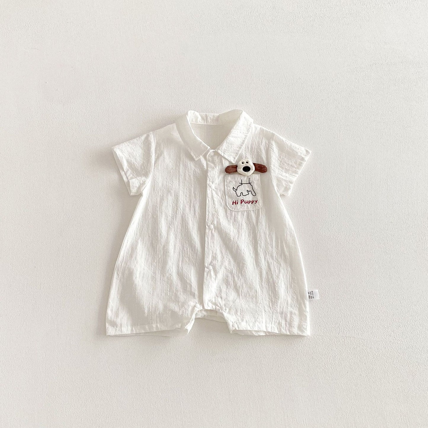 Summer Arrival Baby Boys Short Sleeves Single Breasted Letters and Cartoon Pattern Rompers, MyKids-USA®, Baby One-Pieces, MyKids-USA - Size/Age - 66 (3-6M) - Color - Beige -  -  - TR2603161720-A.