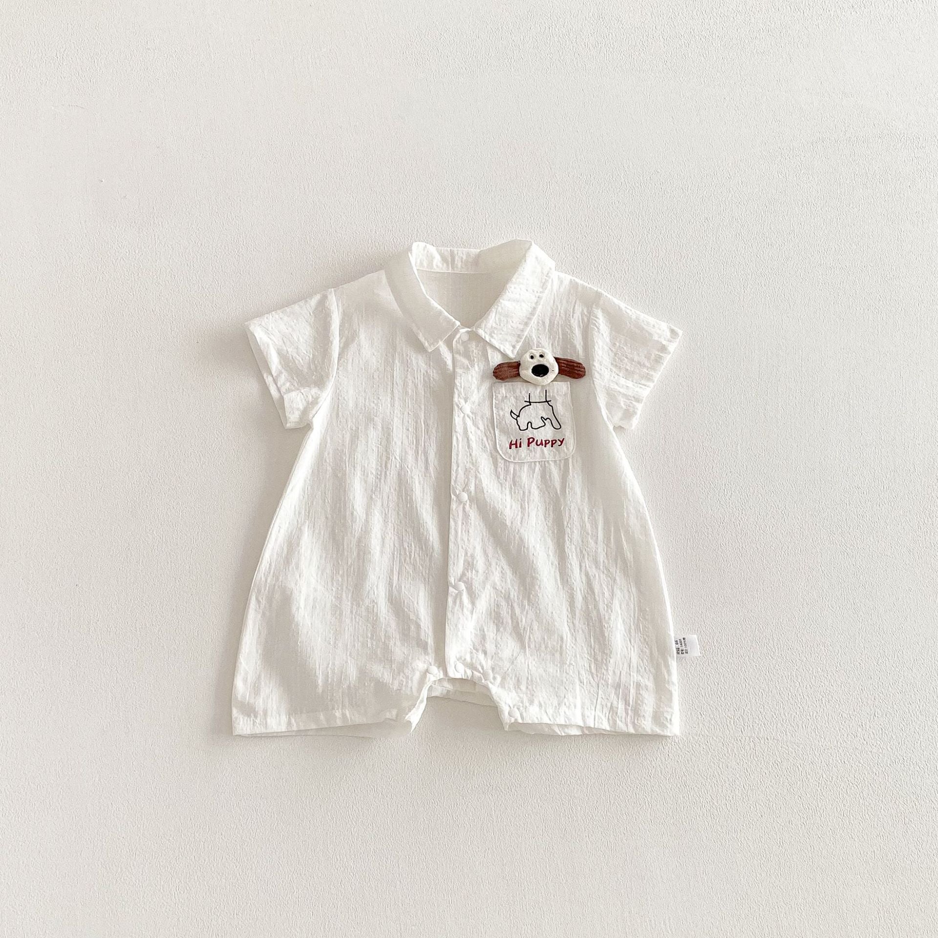 Summer Arrival Baby Boys Short Sleeves Single Breasted Letters and Cartoon Pattern Rompers, MyKids-USA®, Baby One-Pieces, MyKids-USA - Size/Age - 66 (3-6M) - Color - Beige -  -  - TR2603161720-A.