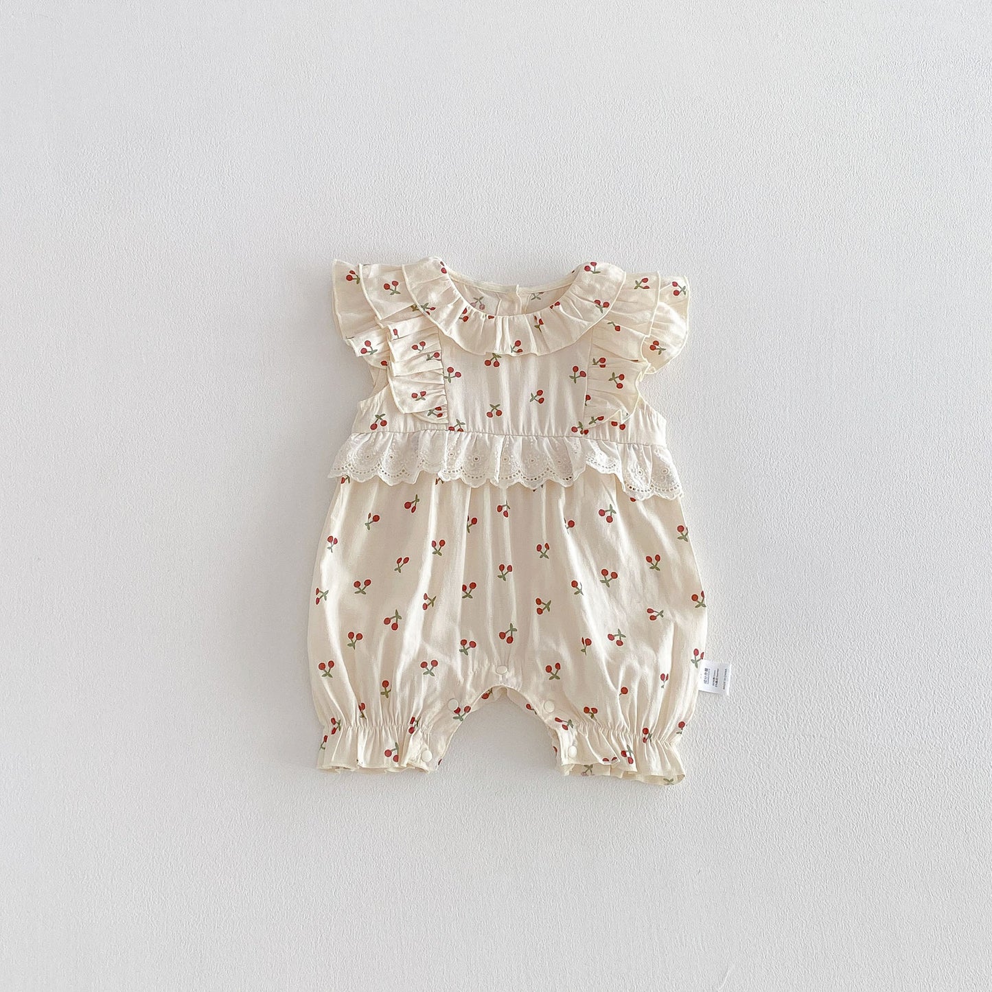 Design Summer Baby Kids Girls Fly Sleeves Cherry Pattern Rompers, MyKids-USA®, Baby & Children's One-Pieces, MyKids-USA - Size/Age - 66 (3-6M) - Color - Beige -  -  - TR2603312332-A.