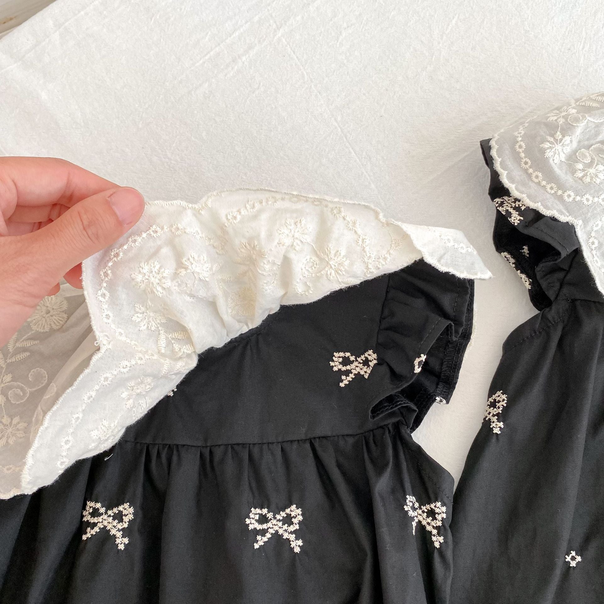 Summer Baby Girls French-style Flowers Pattern Collar Sleeveless Butterfly-bows Embroidered Onesies and Dress – Princess Sister Matching Set, MyKids-USA®, Baby & Toddler Dresses, MyKids-USA -  -  -  -  -  -  - 