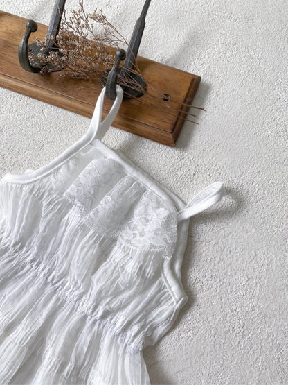 MyKids-USA® Summer Arrival Baby Girls Sleeveless Lace Trim Strap Dress