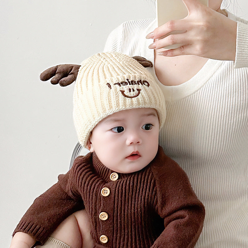 Winter and Autumn Cute Deer Antlers Knit Hat for Baby: Sweet Cute Hat, MyKids-USA®, Baby & Toddler Hats, MyKids-USA - Size/Age - Average Size (0-6Y） - Color - Beige -  -  - TR2412012113-B