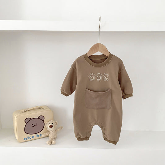 Autumn and Winter Arrival Baby Girls Long Sleeves Teddy Bear Pattern Casual Rompers, MyKids-USA®, Baby One-Pieces, MyKids-USA - Size/Age - 66 (3-6M) - Color - Brown -  -  - TR2512071757-A.