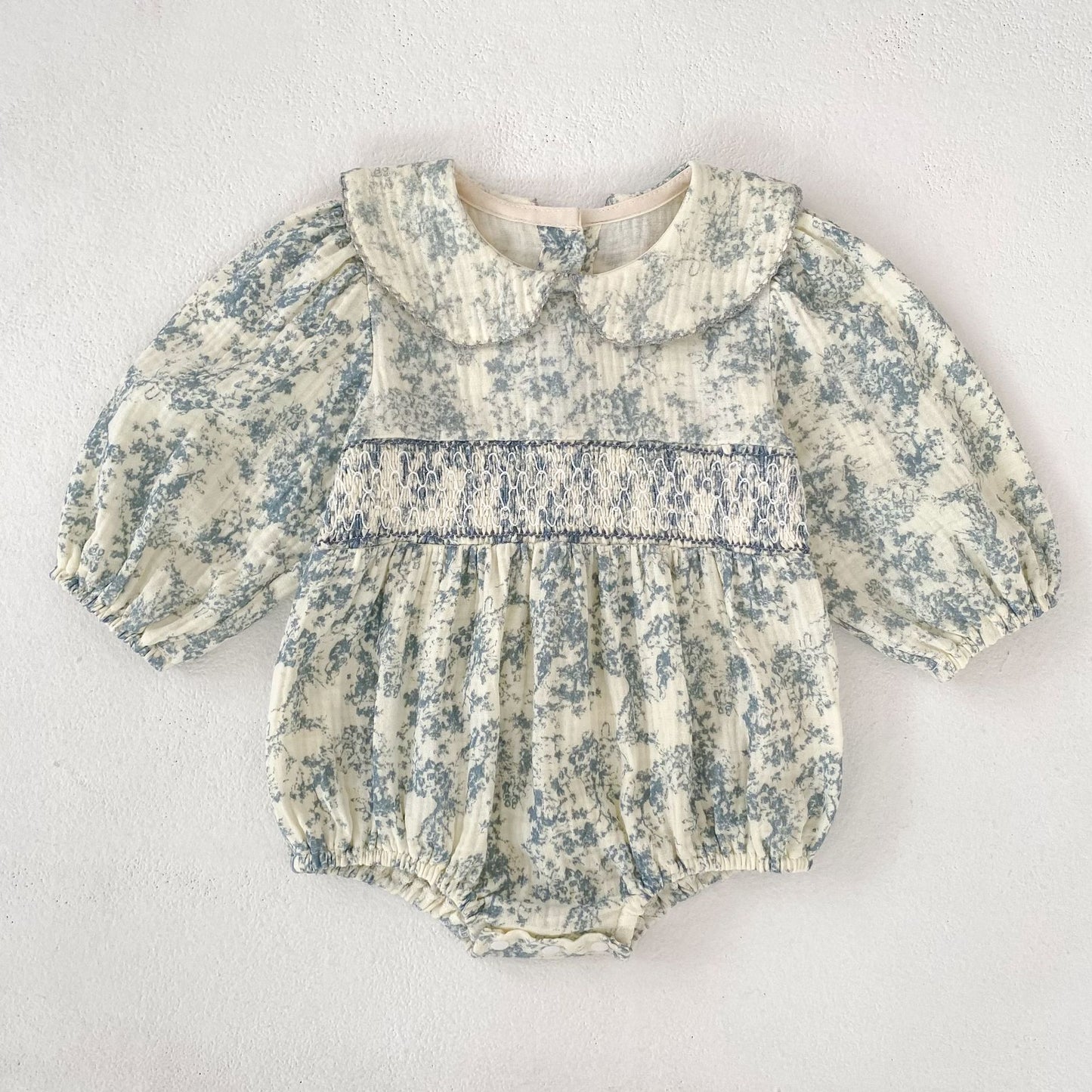 MyKids-USA® Autumn Baby Girls Peter Pan Collar Long-sleeved Floral Bodysuit and Dress – Princess Sister Matching Set