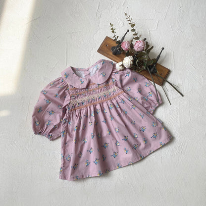 MyKids-USA® Autumn Floral Baby Kids Girls Princess Long Sleeves Peter Pan Collar Dress