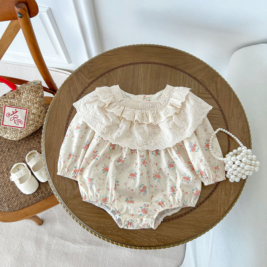 Print Pattern Sweet Style Long Sleeve Princess Onesies, MyKids-USA®, Baby One-Pieces, MyKids-USA - Size/Age - 66 (3-6M) - Color - Pink -  -  - JM2307232323-A