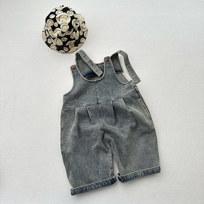 Unisex Spring Autumn Solid Overall Cowboy