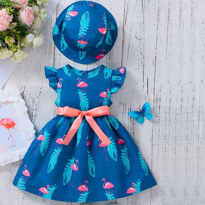 Design Summer Baby Kids Girls Fly Sleeves Animals Pattern Dress with Hat Set, MyKids-USA®, Baby & Children's Outfits, MyKids-USA -  -  -  -  -  -  - .