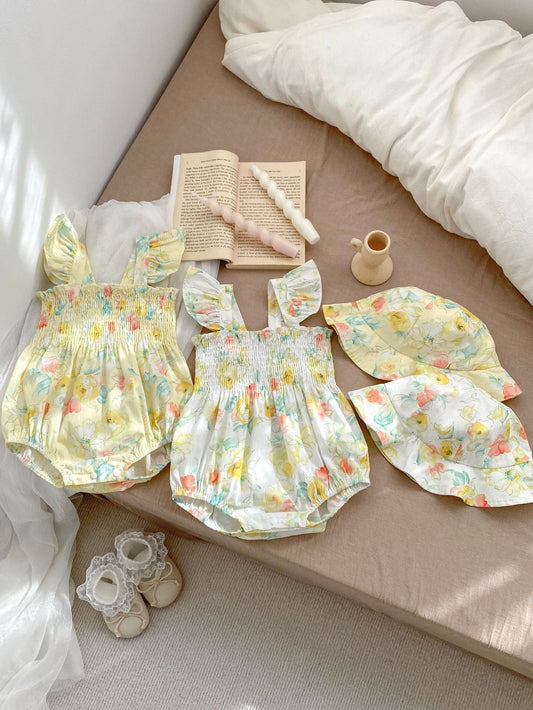 Summer Design Baby Girls Oil Floral Sleeveless Square Neck Strap Onesies, MyKids-USA®, Baby & Toddler Outfits, MyKids-USA -  -  -  -  -  -  - 