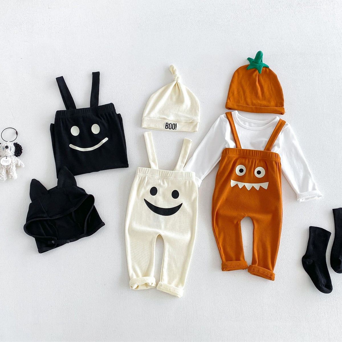 MyKids-USA® Baby Halloween Cartoon Pattern Overalls and Plain Top