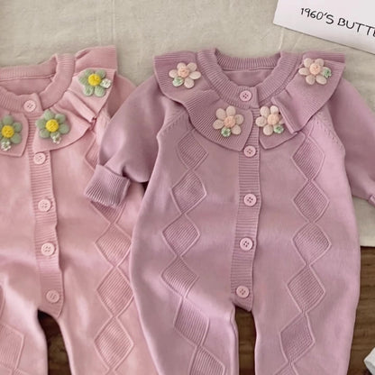 Autumn and Winter Arrival Baby Girls Long Sleeves Flowers Pattern Knitted Rompers, MyKids-USA®, Baby One-Pieces, MyKids-USA -  -  -  -  -  -  - .