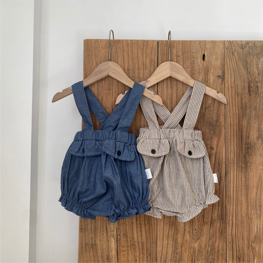 MyKids-USA® Baby Sleeveless Woven Strap Overalls