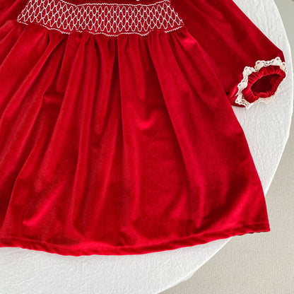 MyKids-USA® Autumn Lace Trim Baby Kids Girls Princess Long Sleeves Color Patchwork Dress