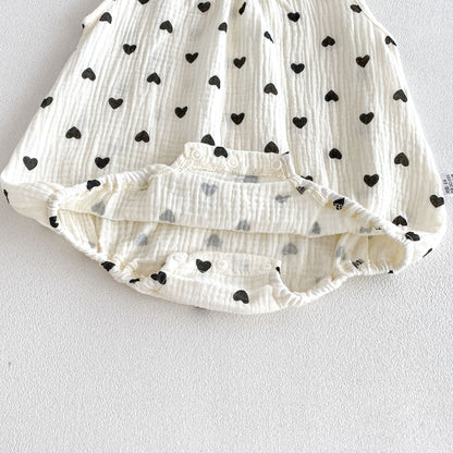 Summer Arrival Baby Girls Sleeveless Hearts Pattern Bodysuit