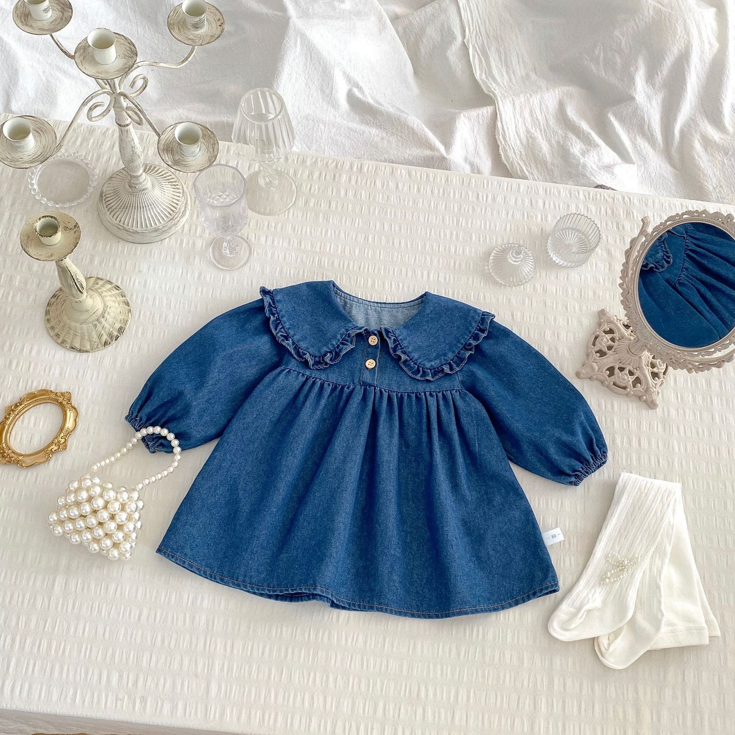 MyKids-USA® Autumn Arrival Baby Long Sleeves Cute Denim Dress