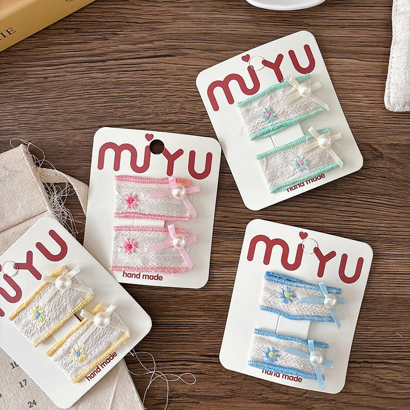 Collection of 2 Versatile Cute Flowers Embroidered Cloth Design Hair Clips, MyKids-USA®, Hair Pins, Claws & Clips, MyKids-USA -  -  -  -  -  -  - .