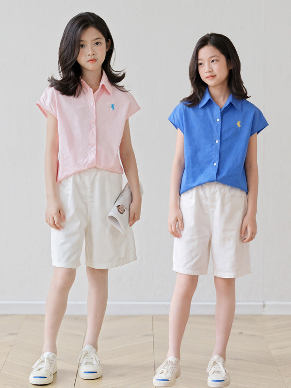 Arrival Summer Baby Kids Girls Short Sleeves Embroidered Shirt and Beige Shorts, MyKids-USA®, Baby & Children's Outfits, MyKids-USA -  -  -  -  -  -  - .