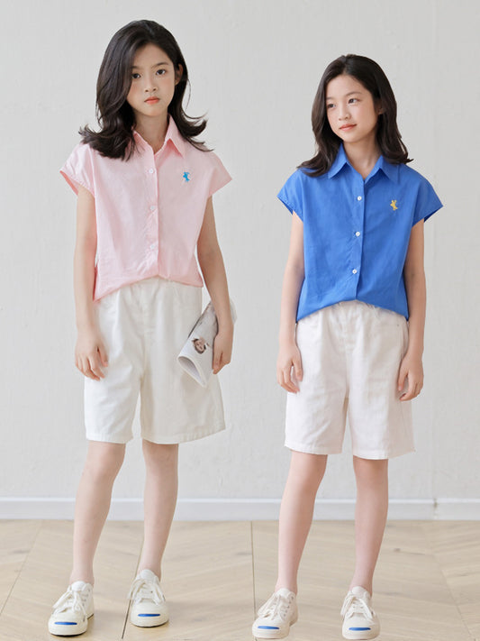 Arrival Summer Baby Kids Girls Short Sleeves Embroidered Shirt and Beige Shorts, MyKids-USA®, Baby & Children's Outfits, MyKids-USA -  -  -  -  -  -  - .