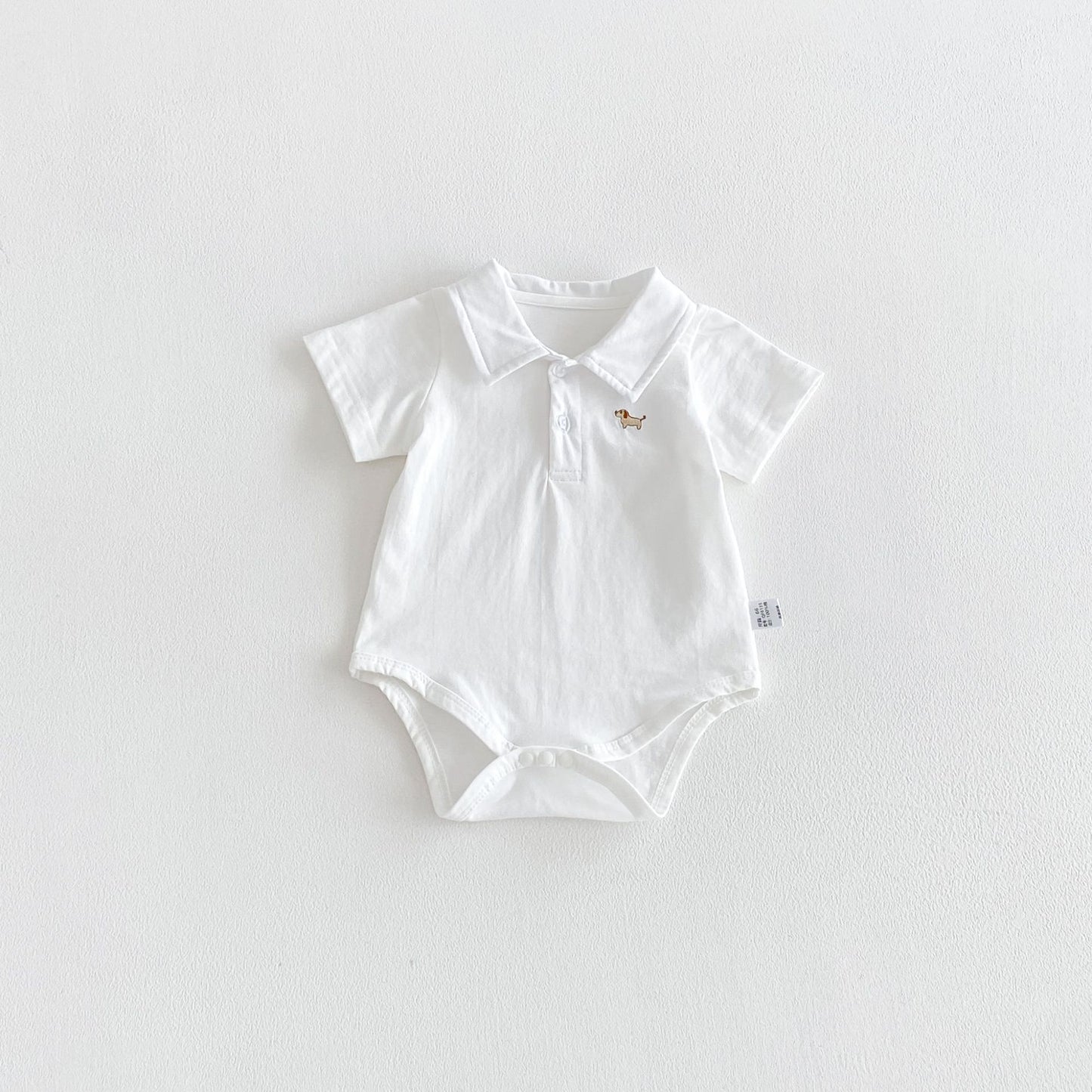 Summer Arrival Baby Boys Short Sleeves Turn-down Collar Puppy Pattern Bodysuit, MyKids-USA®, Baby & Children's One-Pieces, MyKids-USA - Size/Age - 66 (3-6M) - Color - White -  -  - TR2606012332-D.
