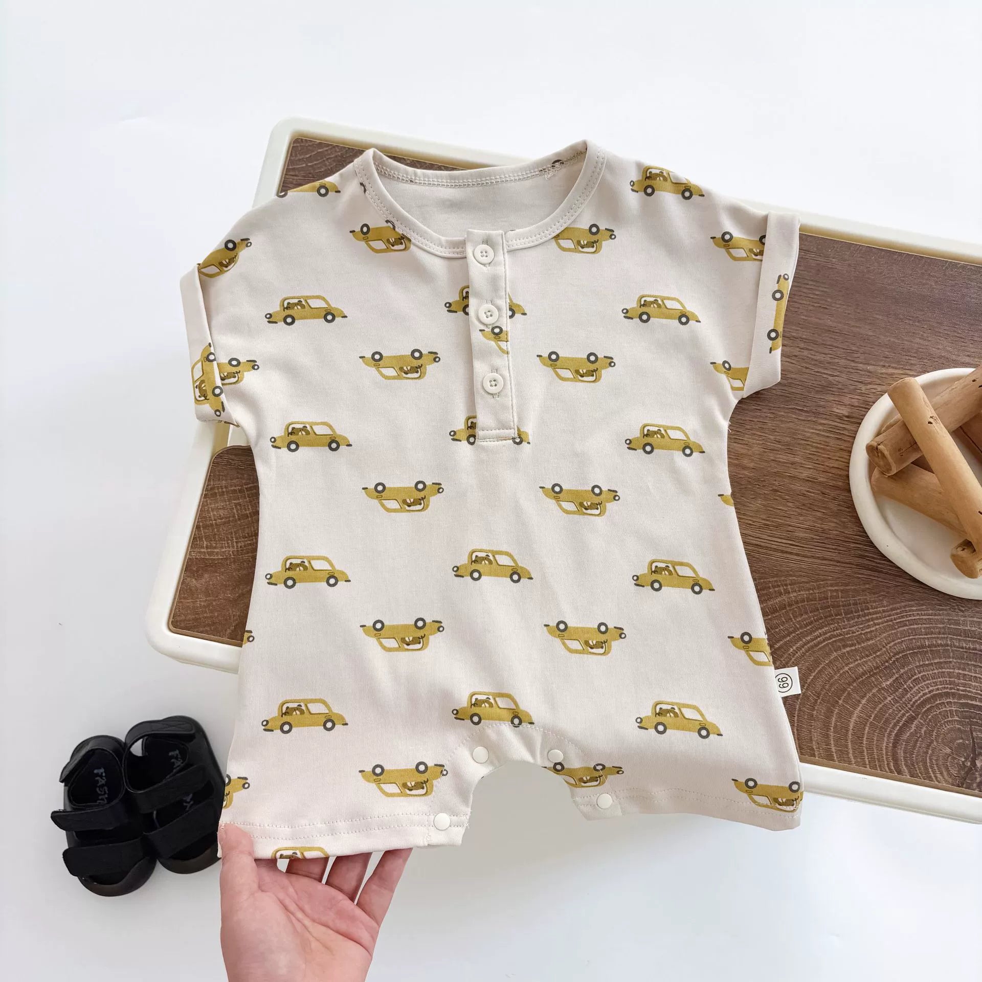 Summer Arrival Baby Unisex Cartoon Cars Pattern Short Sleeves Rompers, MyKids-USA®, Baby One-Pieces, MyKids-USA -  -  -  -  -  -  - 