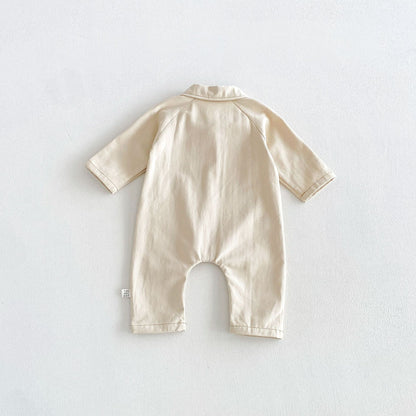 MyKids-USA® Autumn Arrival Baby Unsiex Long Sleeves Casual Turn-down Collar Denim Rompers