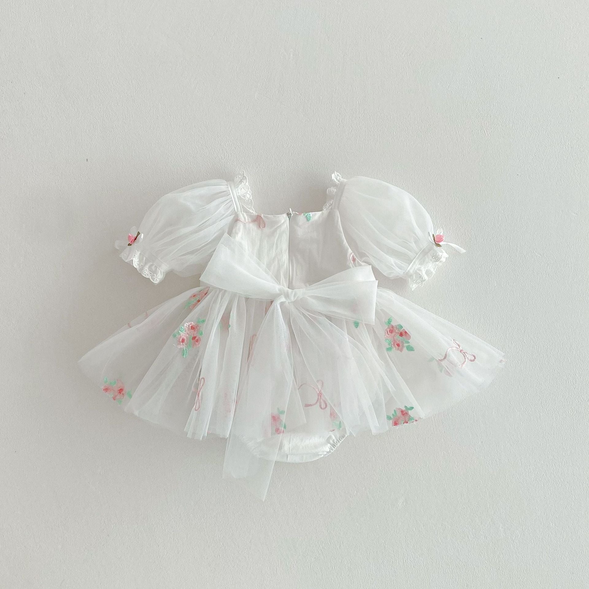 Summer Arrival Baby Girls Flowers Embroidered Tulle Design Short Sleeves Onesies, MyKids-USA®, Baby One-Pieces, MyKids-USA -  -  -  -  -  -  - 