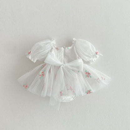 Summer Arrival Baby Girls Flowers Embroidered Tulle Design Short Sleeves Onesies, MyKids-USA®, Baby One-Pieces, MyKids-USA -  -  -  -  -  -  - 