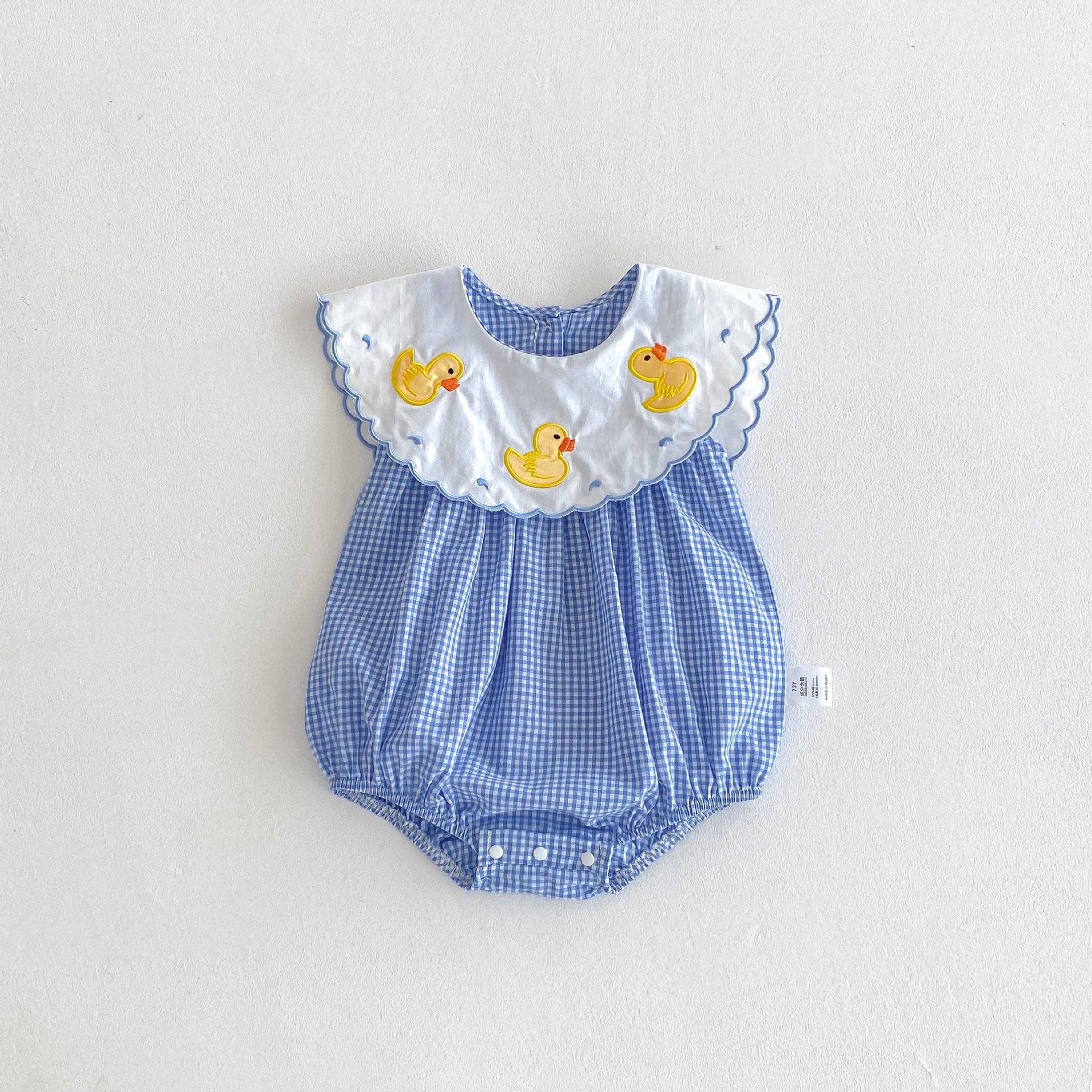 Summer Arrival Baby Girls Cute Plaid Sleeveless Ducks Pattern Onesies, MyKids-USA®, Baby One-Pieces, MyKids-USA - Size/Age - 66 (3-6M) - Color - Blue -  -  - TR2504192141-A
