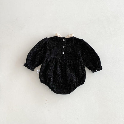 Autumn Arrival Baby Girls Long Sleeves Butterfly-bow Decorated Ruffle Neck Onesies, MyKids-USA®, Baby & Toddler Outfits, MyKids-USA -  -  -  -  -  -  - 