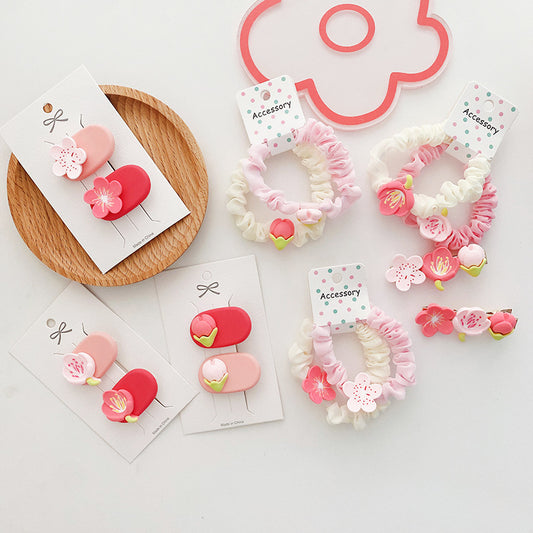Sweet Girl Collection: Cute Floral Fabric Hairband And Bangs Clip, Lovely Hair Accessories For Girls Set