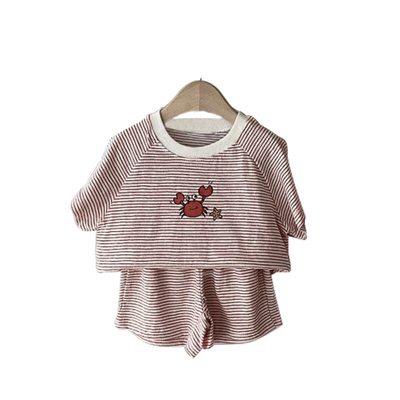 MyKids-USA® Arrival Summer Baby Kids Short Sleeves Striped T-shirt and Shorts Clothing Set